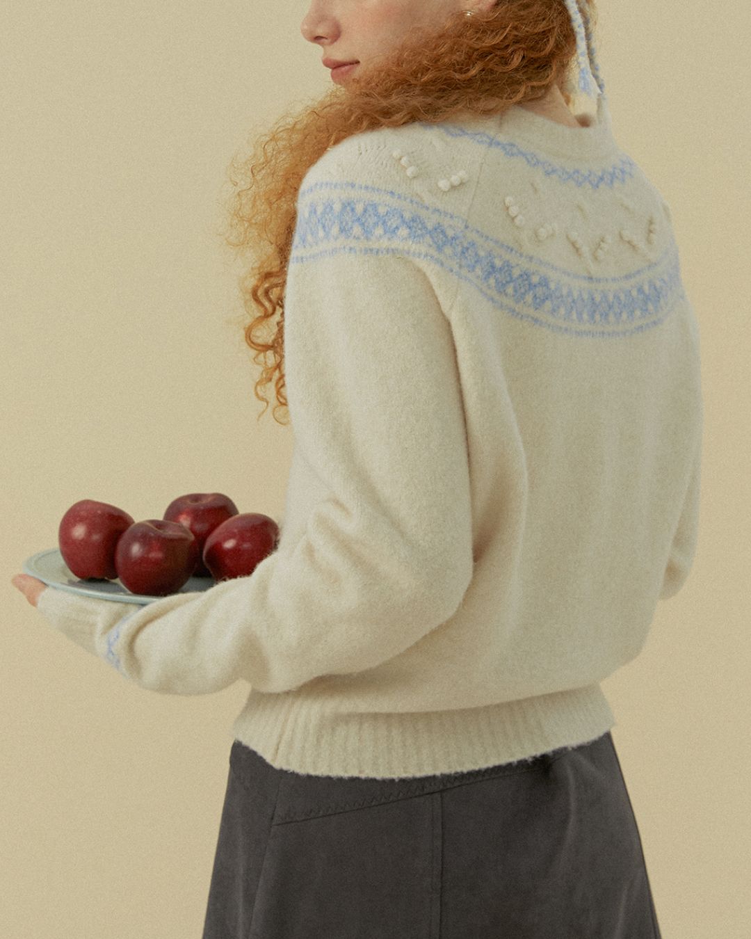 Pom-pom Fair Isle Sweater　KN078