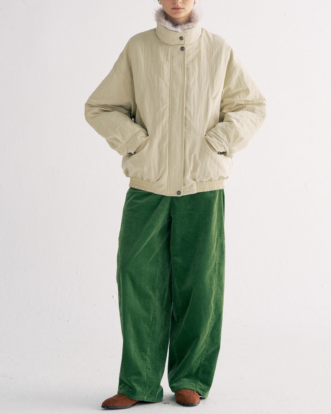 Detachable Fur Collar Quilted Jacket　JK078