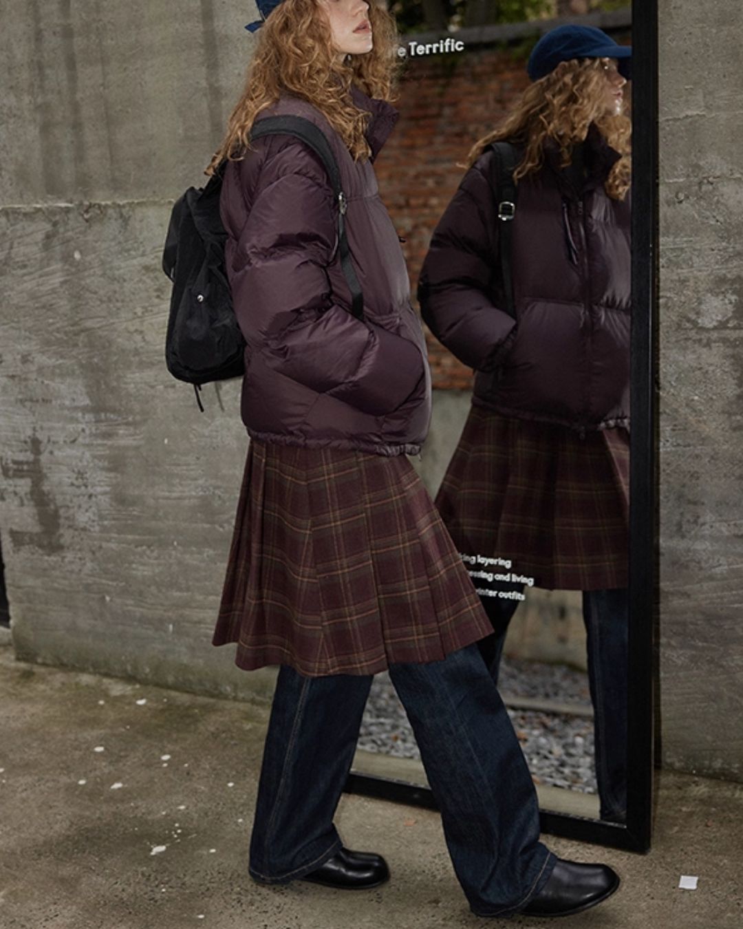 Retro Pleated Check Skirt　SK010