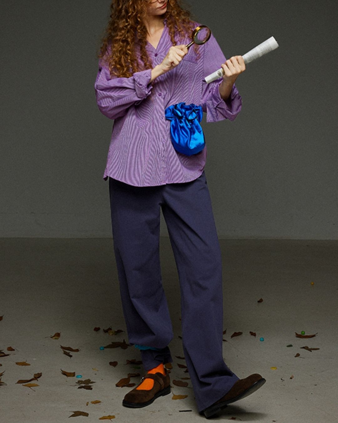 Collared V-neck Loose Shirt　LS029