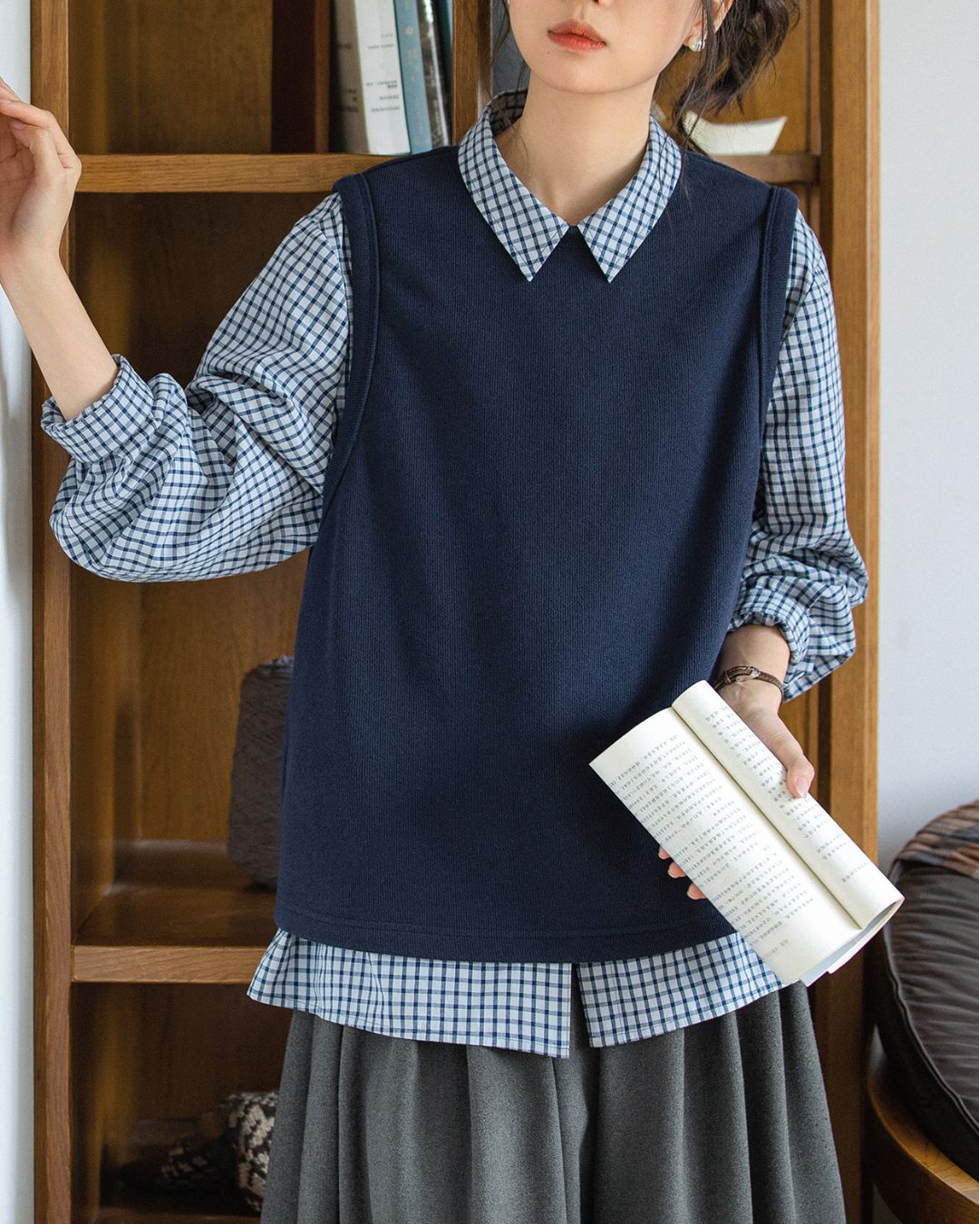 Crew Neck Cotton Knit Vest　VT024