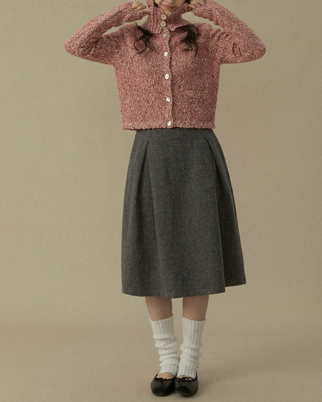 Nep Knee-length Cocoon Skirt　SK015