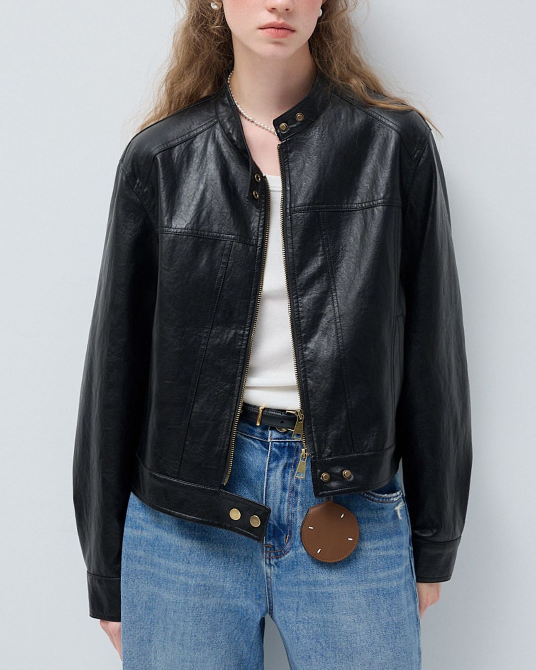 Vintage Short Leather Jacket　JK083