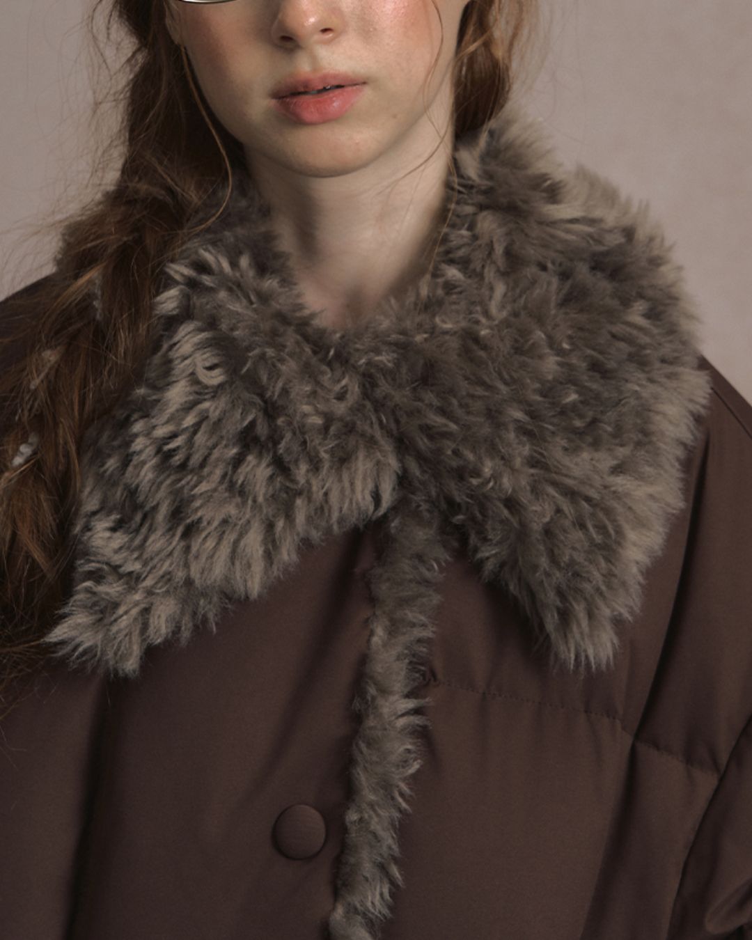 Asymmetrical Fur Short Down Jacket　JK065
