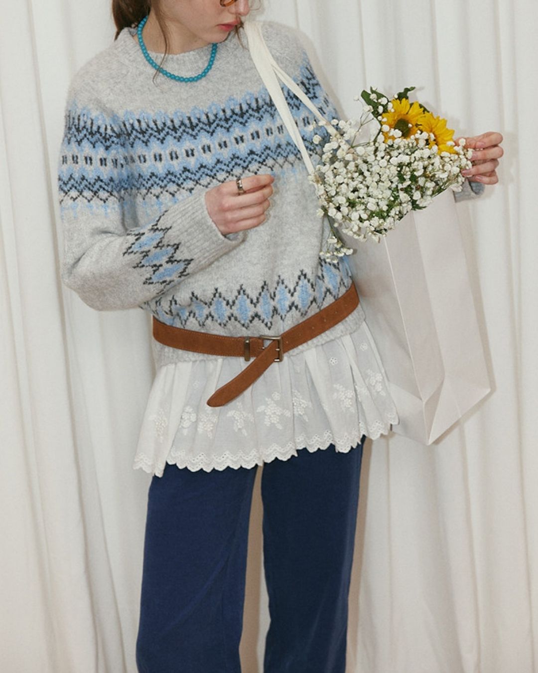 Small Flower Ruffle Sleeveless Shirt　SS001