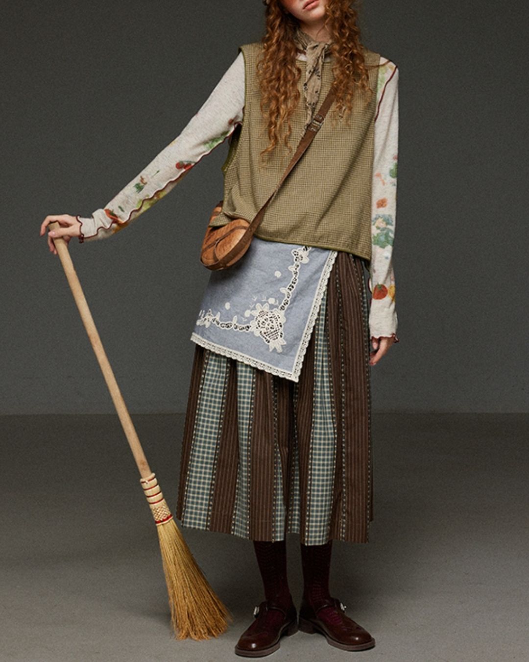 Mellow Frill Stitch Print T-shirt　LT011