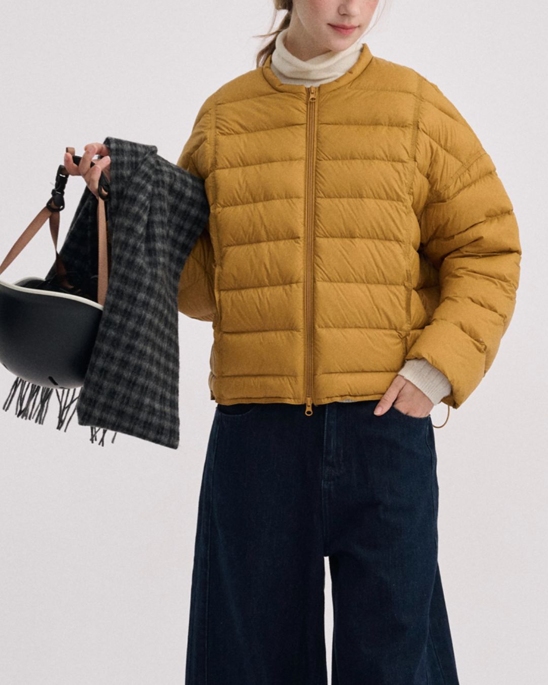 No-collar Drop Shoulder Down Jacket　JK068