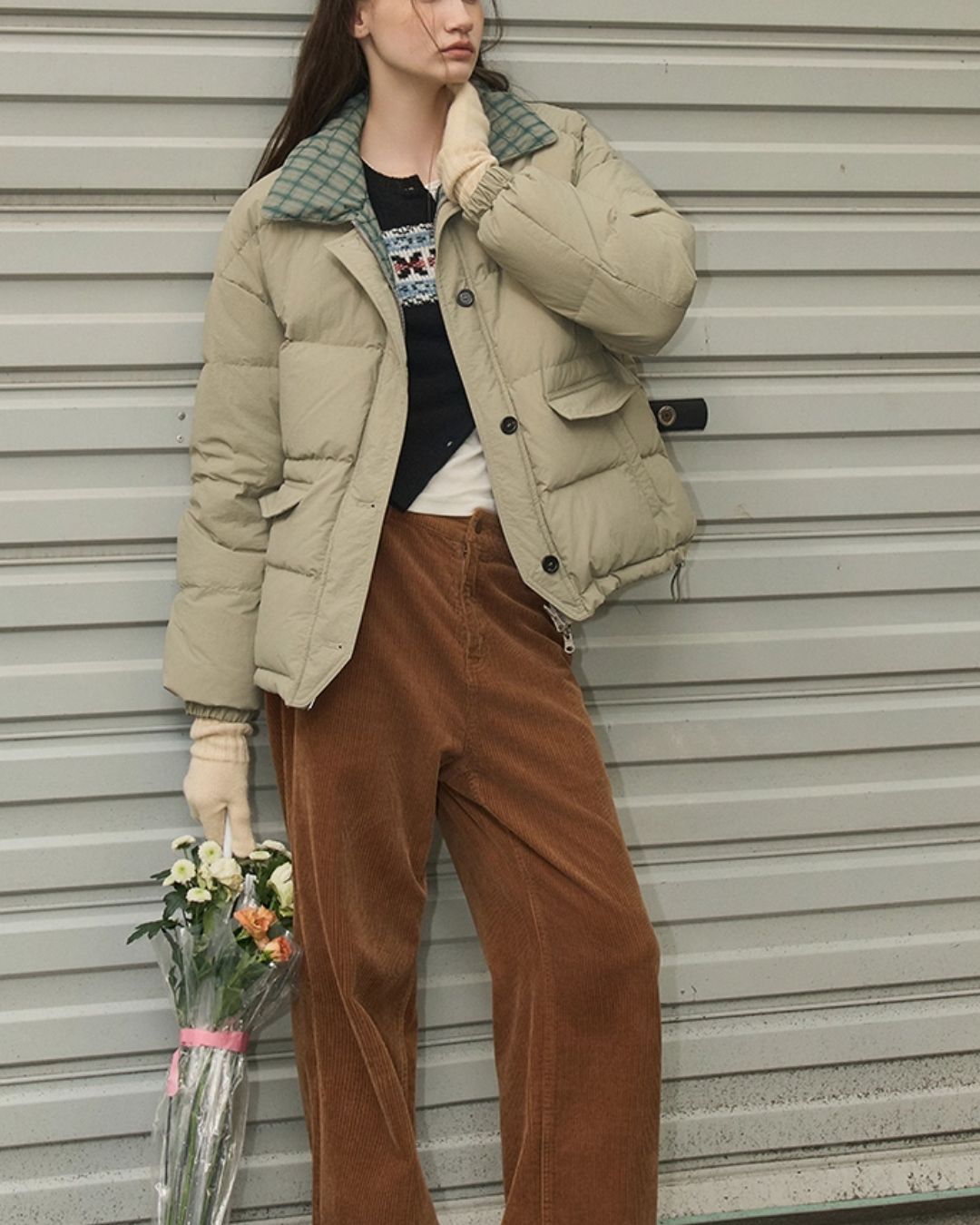 Check Reversible Down Jacket　JK047