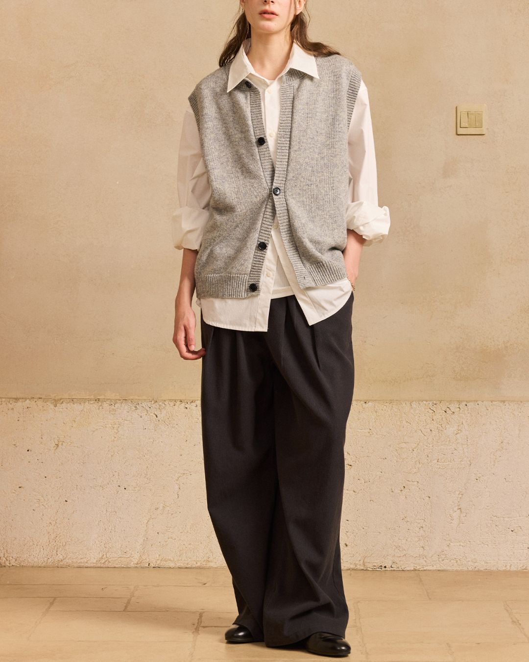 Basic Knit Cardigan Vest　VT018