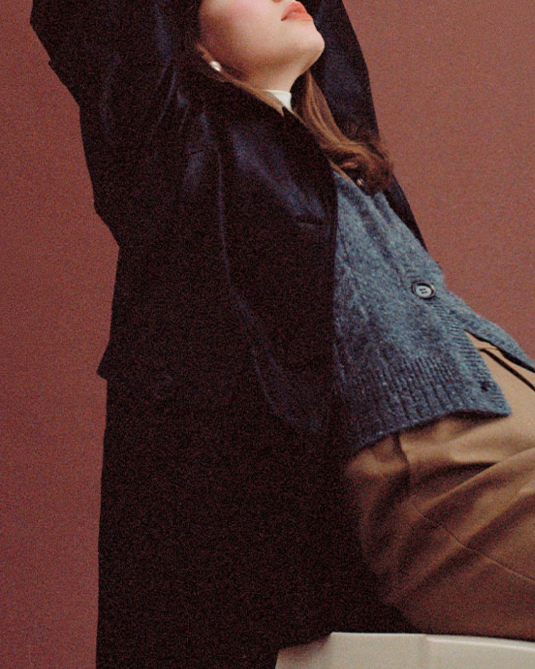 Mid-length Collared Leather Jacket　JK036