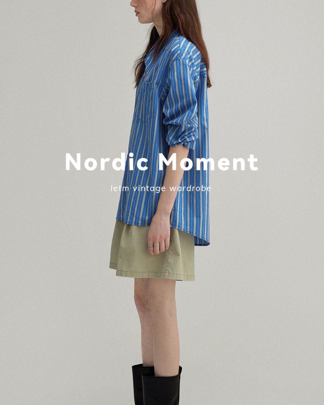 Double Zipper Striped Shirt　LS014