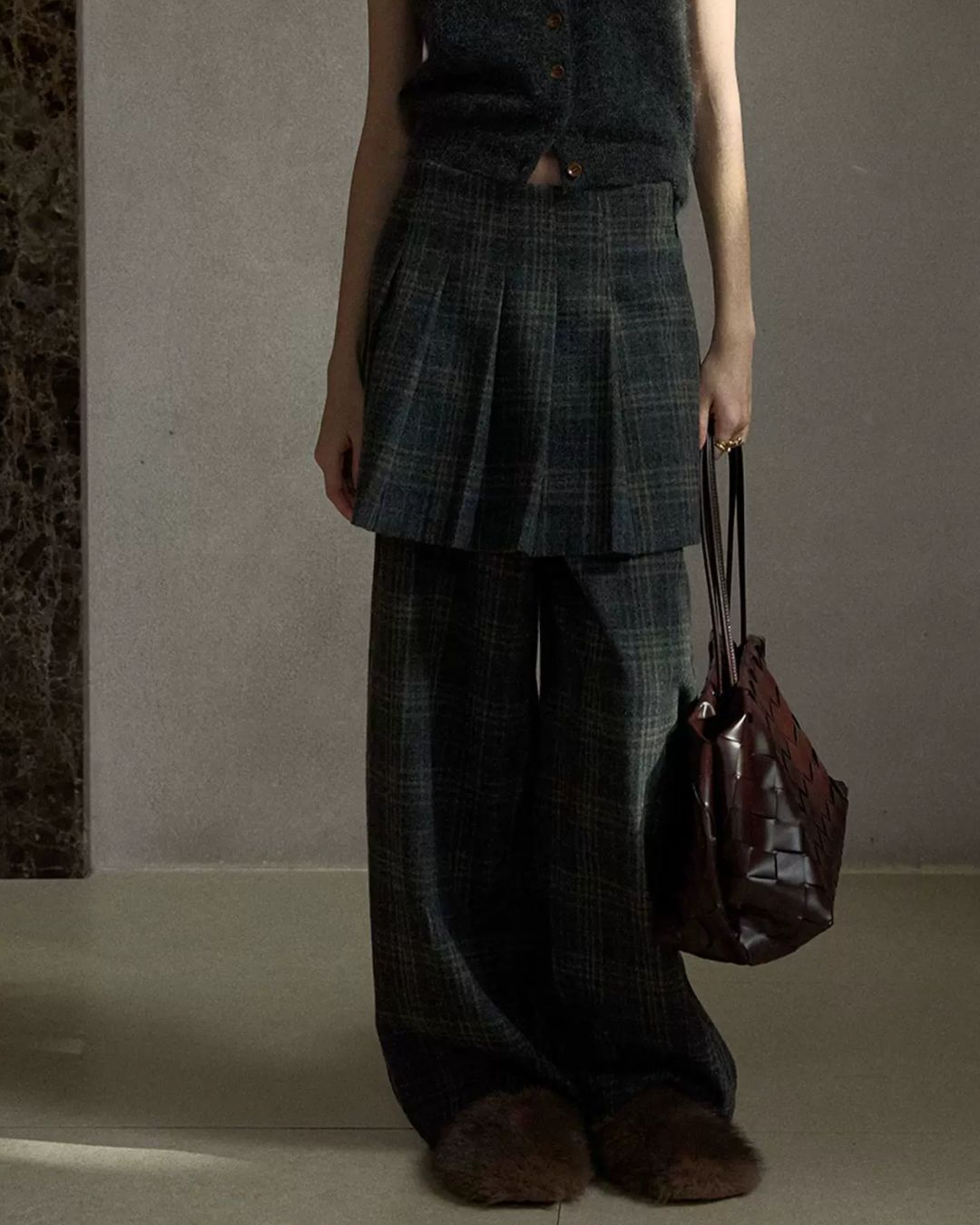 Tartan Check Pleated Mini Skirt　SK018