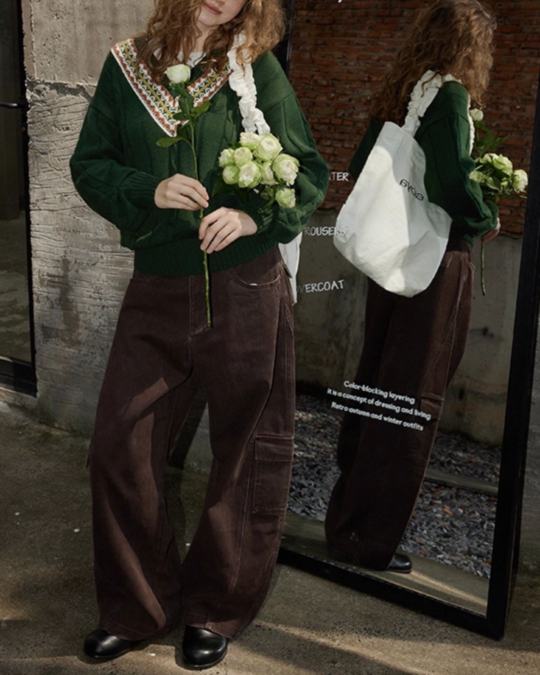 Fair Isle V-neck Sweater　KN053