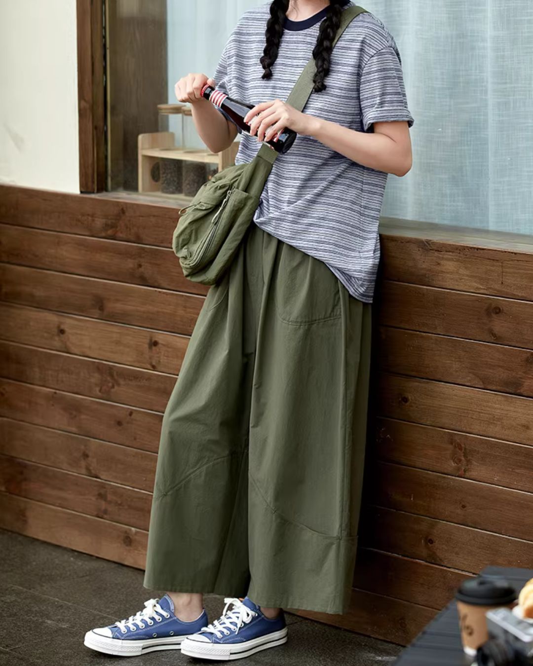 Breathable Cropped Wide Pants　PT048