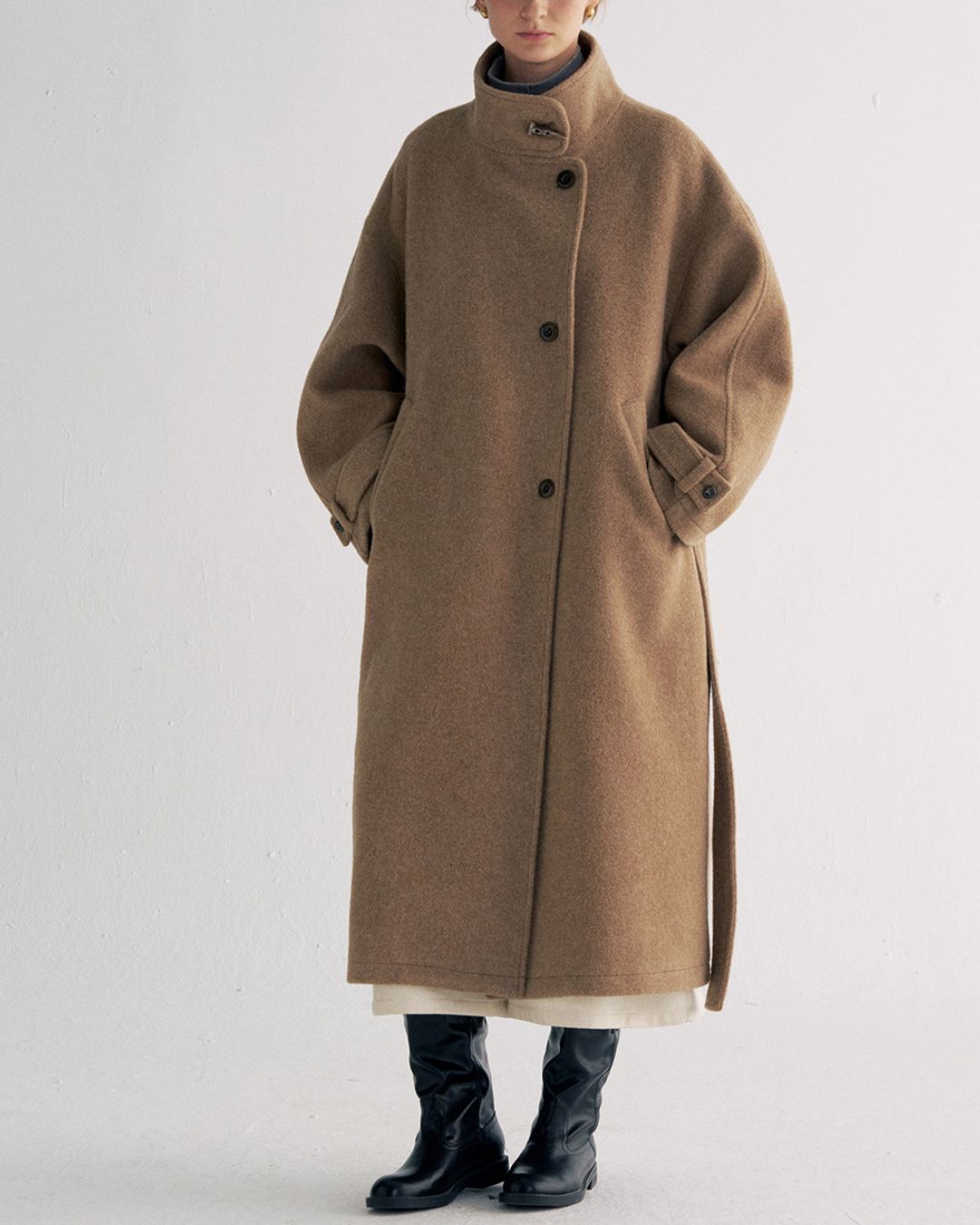 Stand-collar Wool Long Coat　CT029