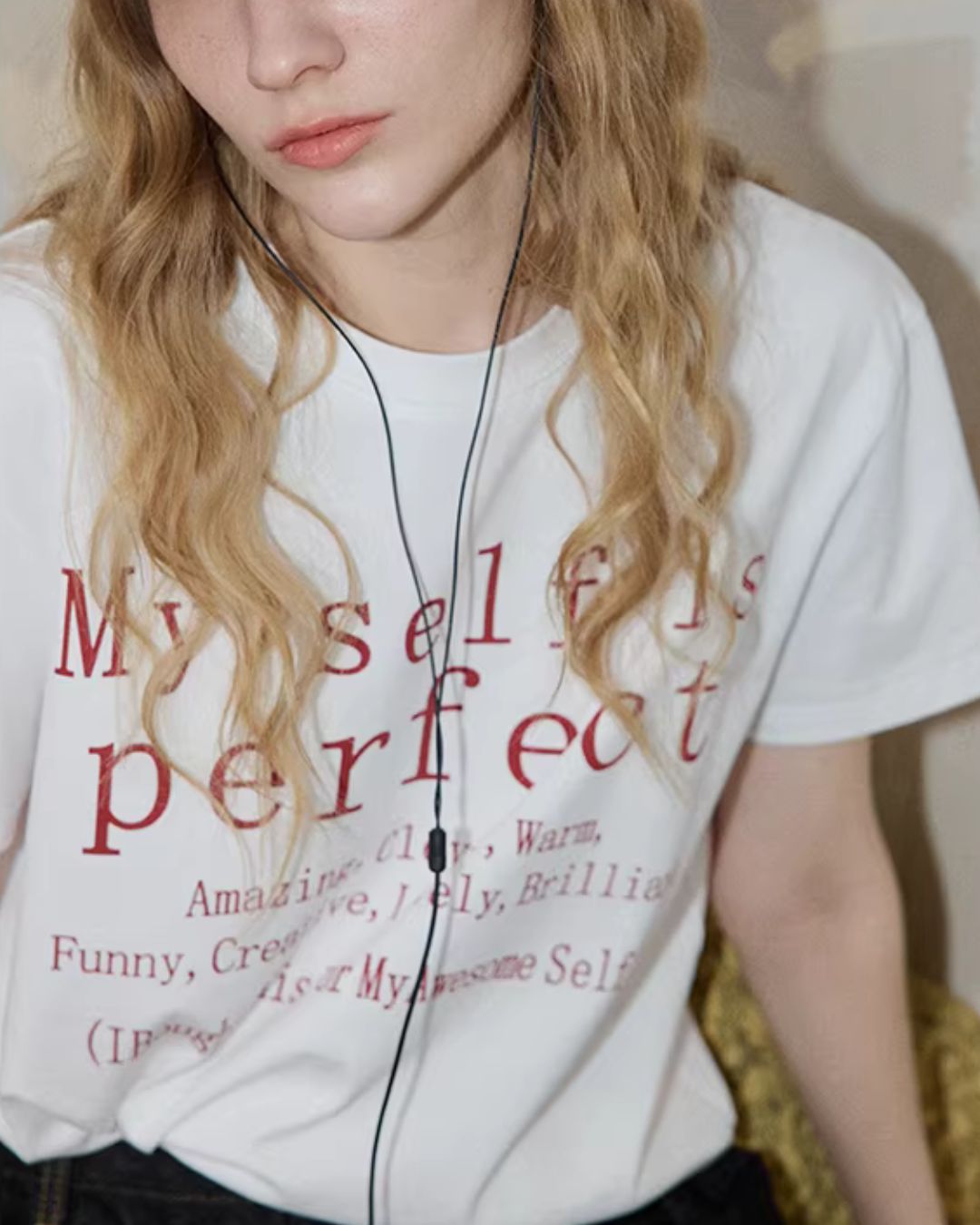 Text Print Crew Neck T-Shirt　ST009