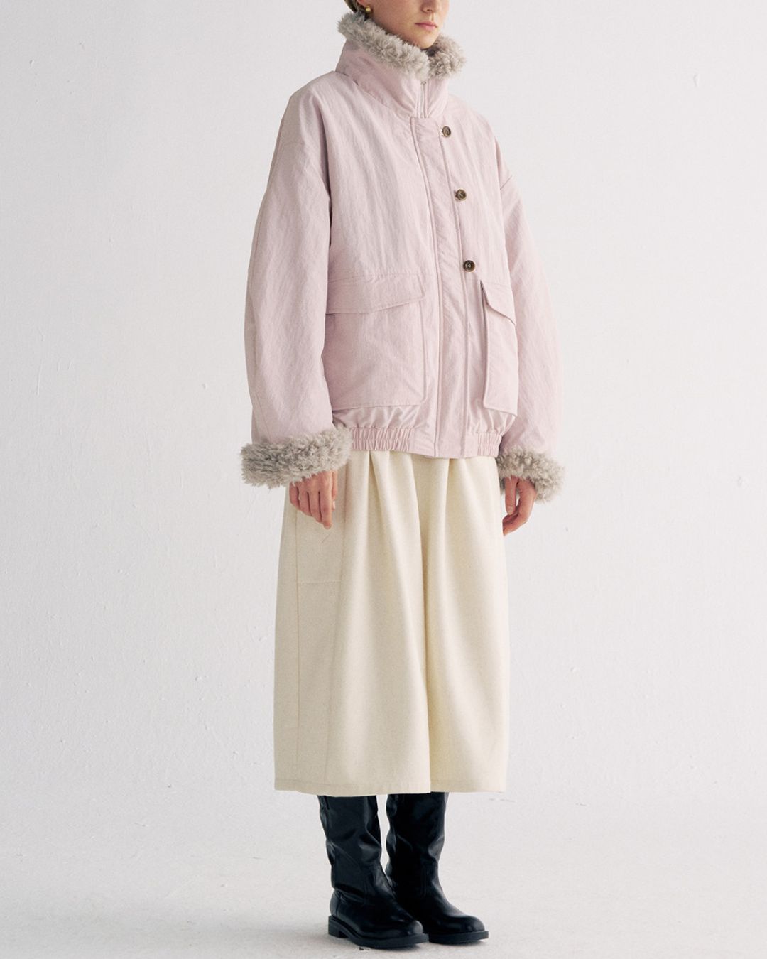 Stand-up Boa Collar Padded Jacket　JK077