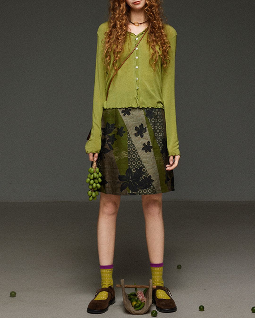 Merrow Frill V-Neck Knit Cardigan　KN032