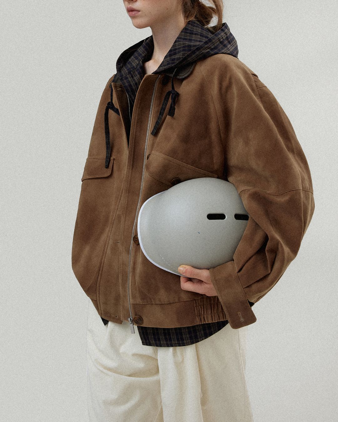 Leather Collar Suede Jacket　JK028