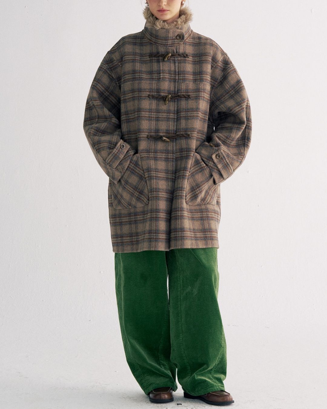 Stand Collar Duffle Check Coat　CT031