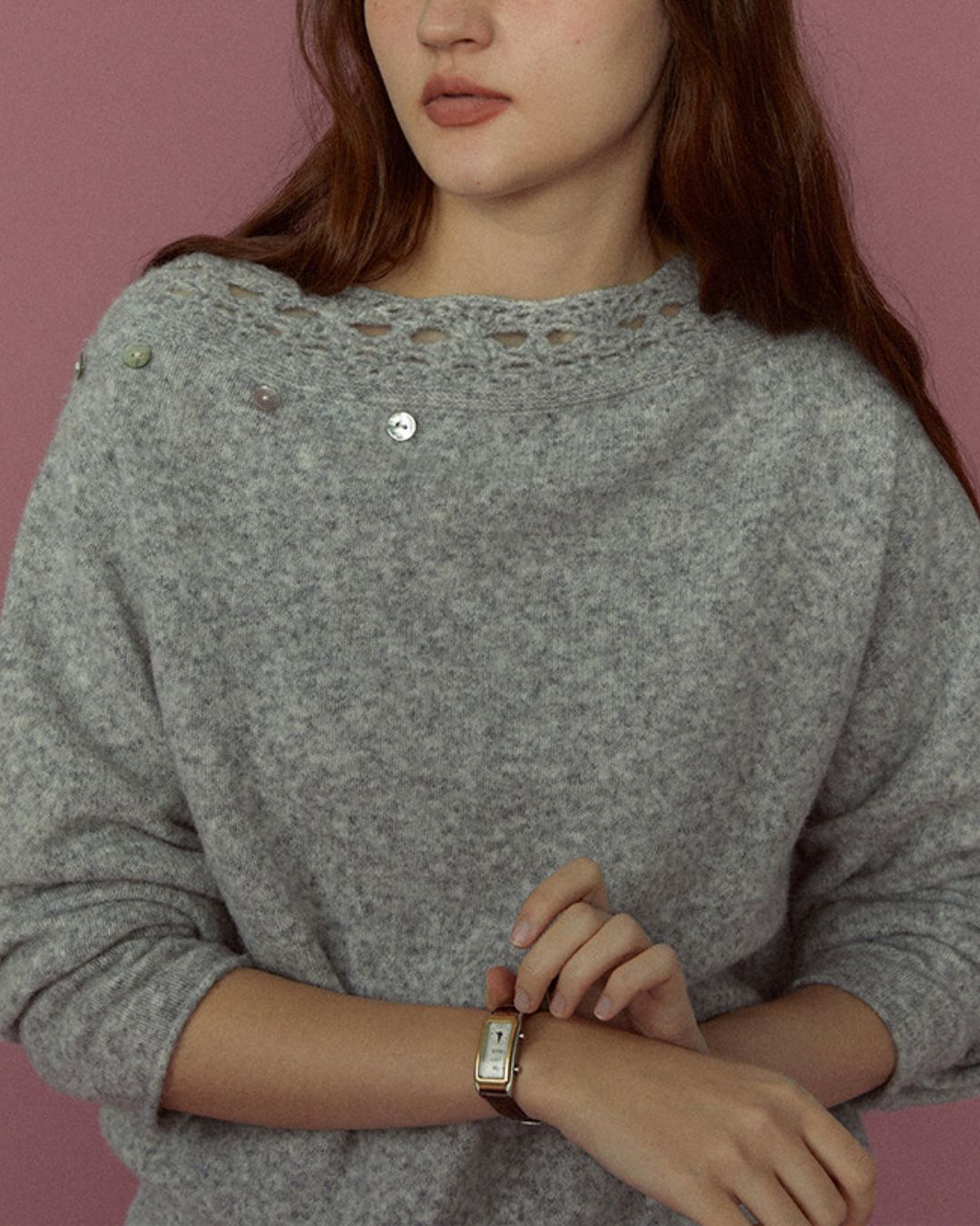 Crochet Off-the-shoulder Knit　KN093