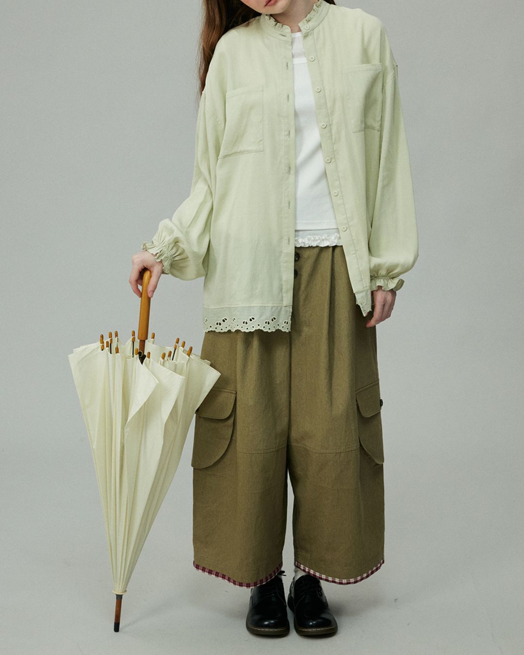 Stand Collar Frill Shirt　LS001