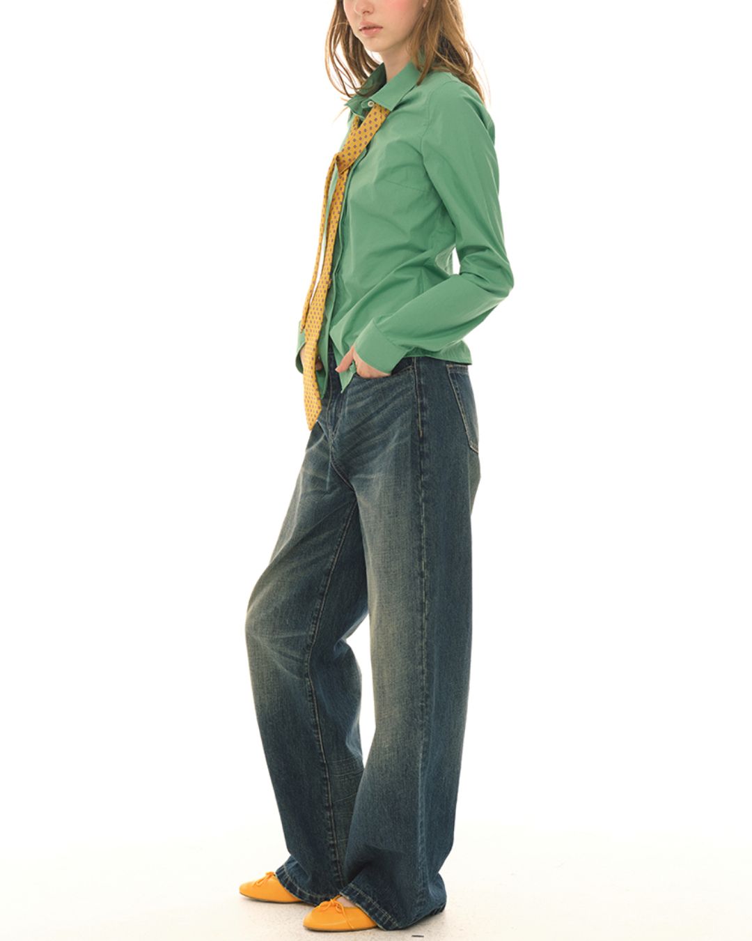 Washed Wide Straight Jeans　DP006