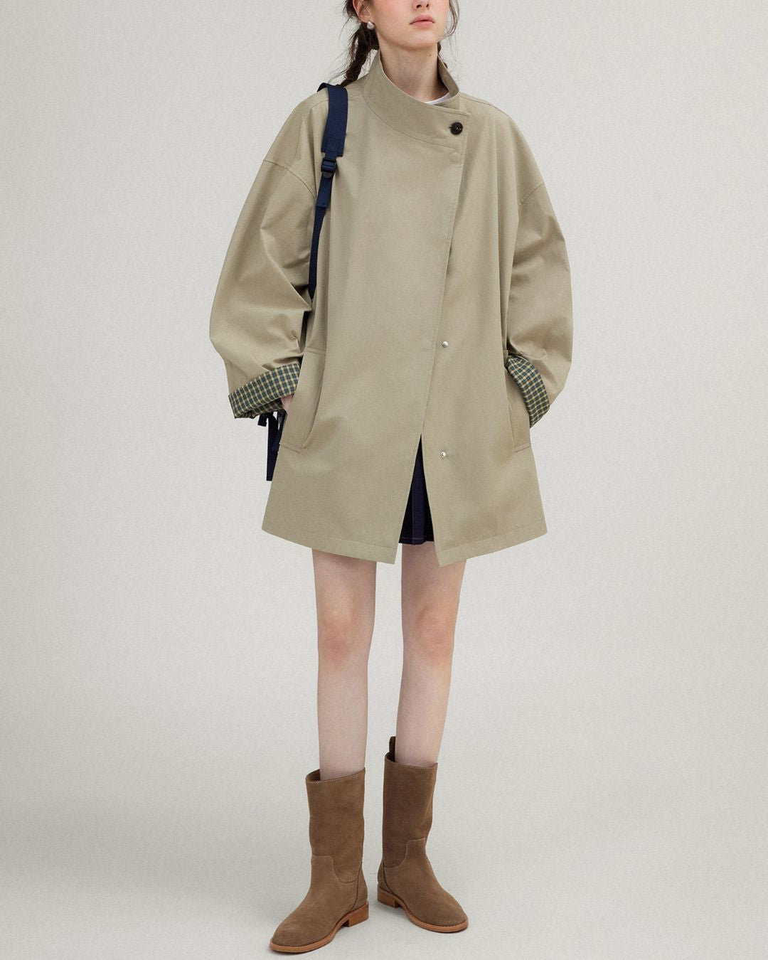 Stand Collar Mid-length Jacket　JK017