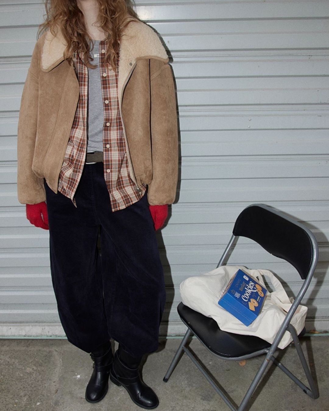 Reversible Boa Big Collar Jacket　JK055