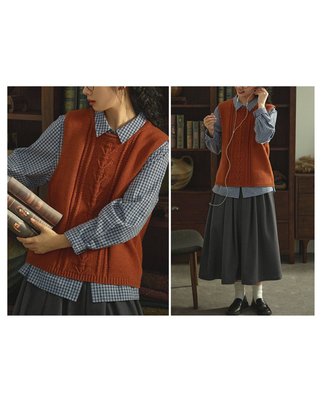 Crew Neck Relaxed Knit Vest　VT023