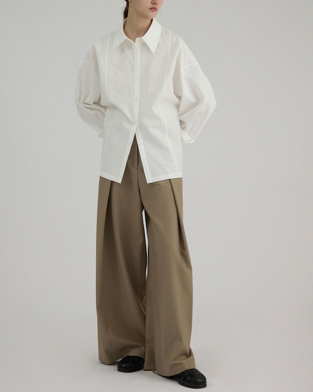 Back Button Basic Shirt　LS022