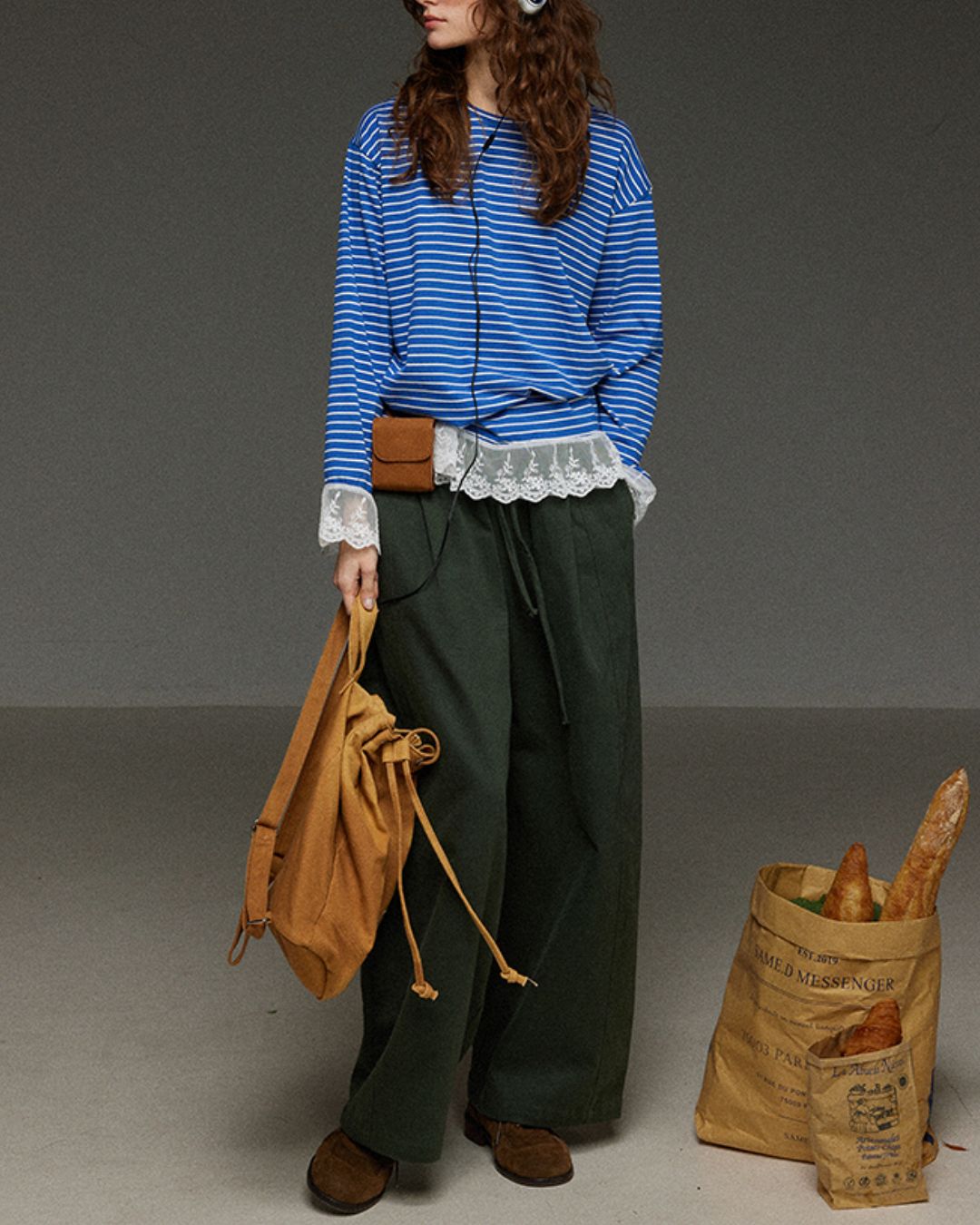 Drawstring Tuck Wide Denim Pants　DP011