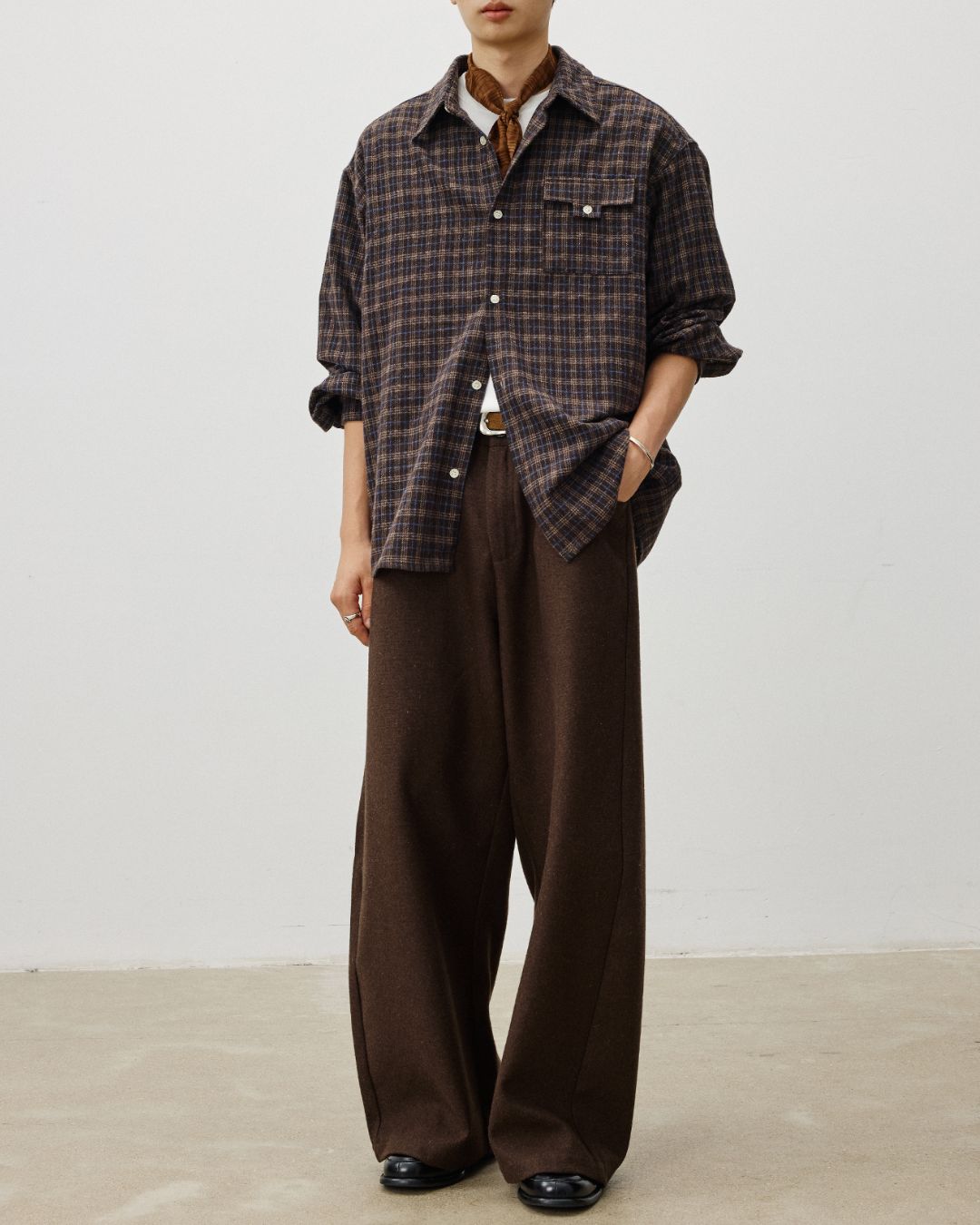 Flap Pocket Checked Flannel Shirt　LS036