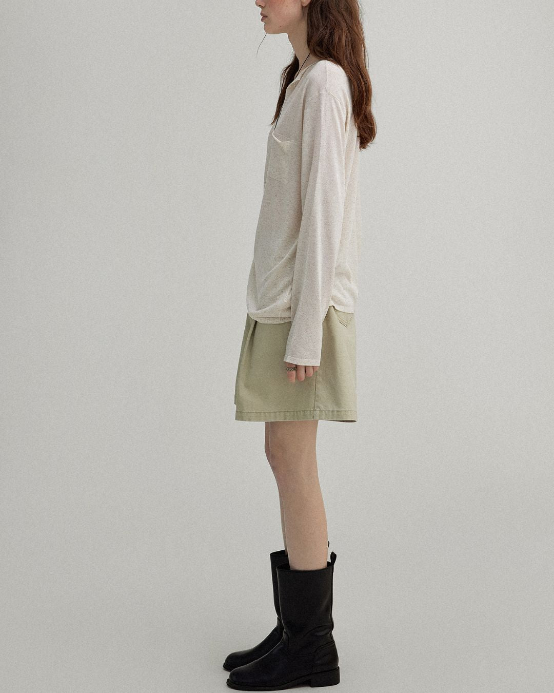 Natural Linen V-neck T-shirt　LT003