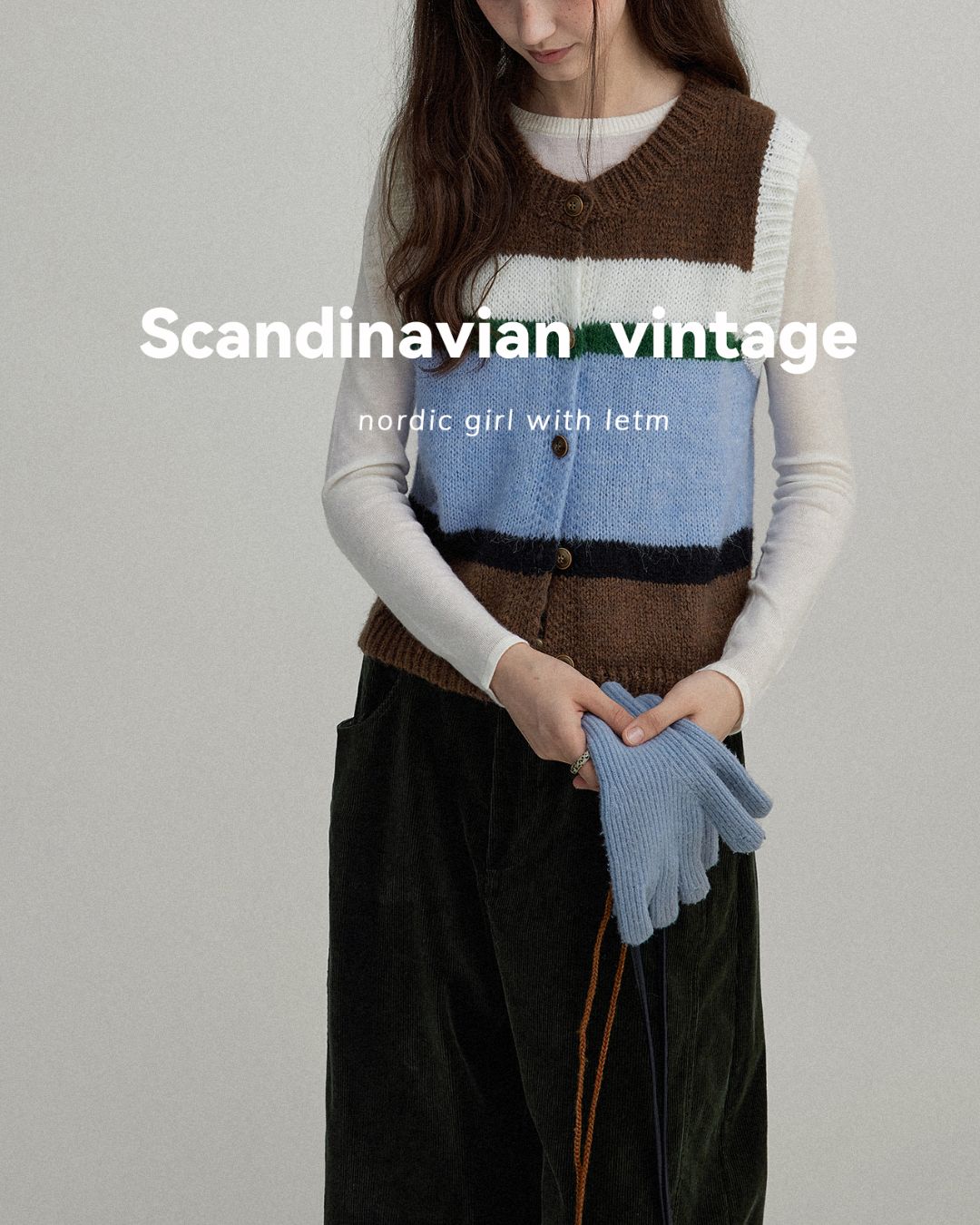 Contrast Color Knit Vest　KN019