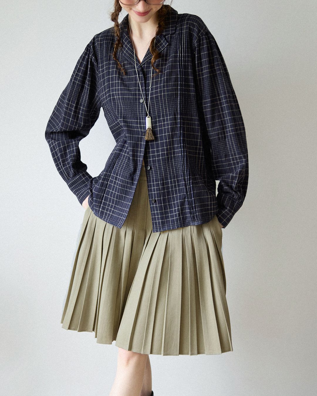 Open Collar Long Sleeve Shirt　LS012