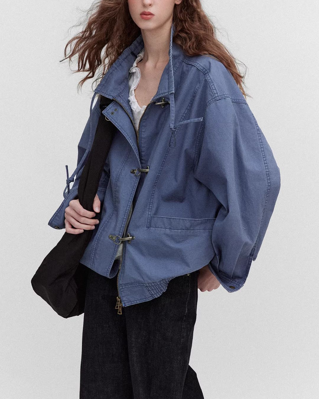 Vintage Metal Button Denim Jacket & Gathered Shorts　JK090
