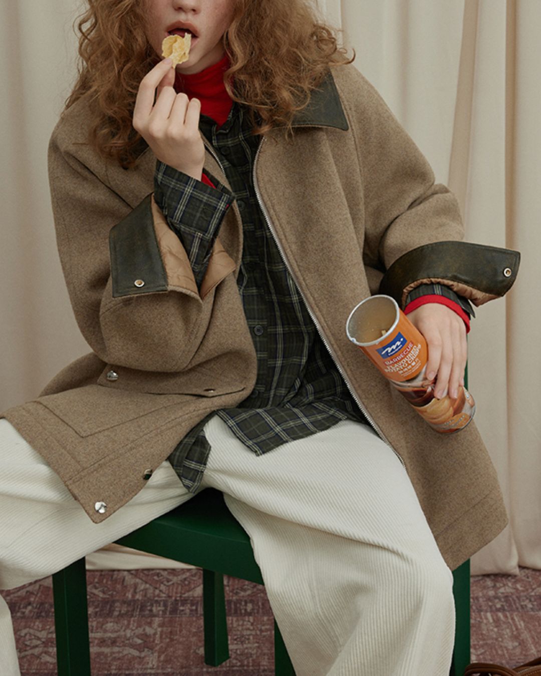 Retro Contrast Check Shirt　LS035