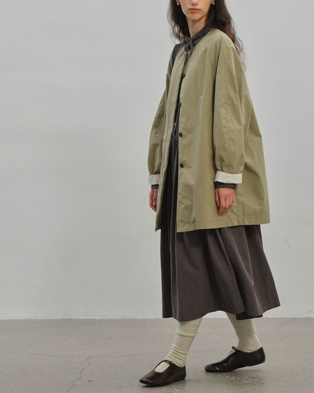 Gathered Long Shirt Dress　OP003