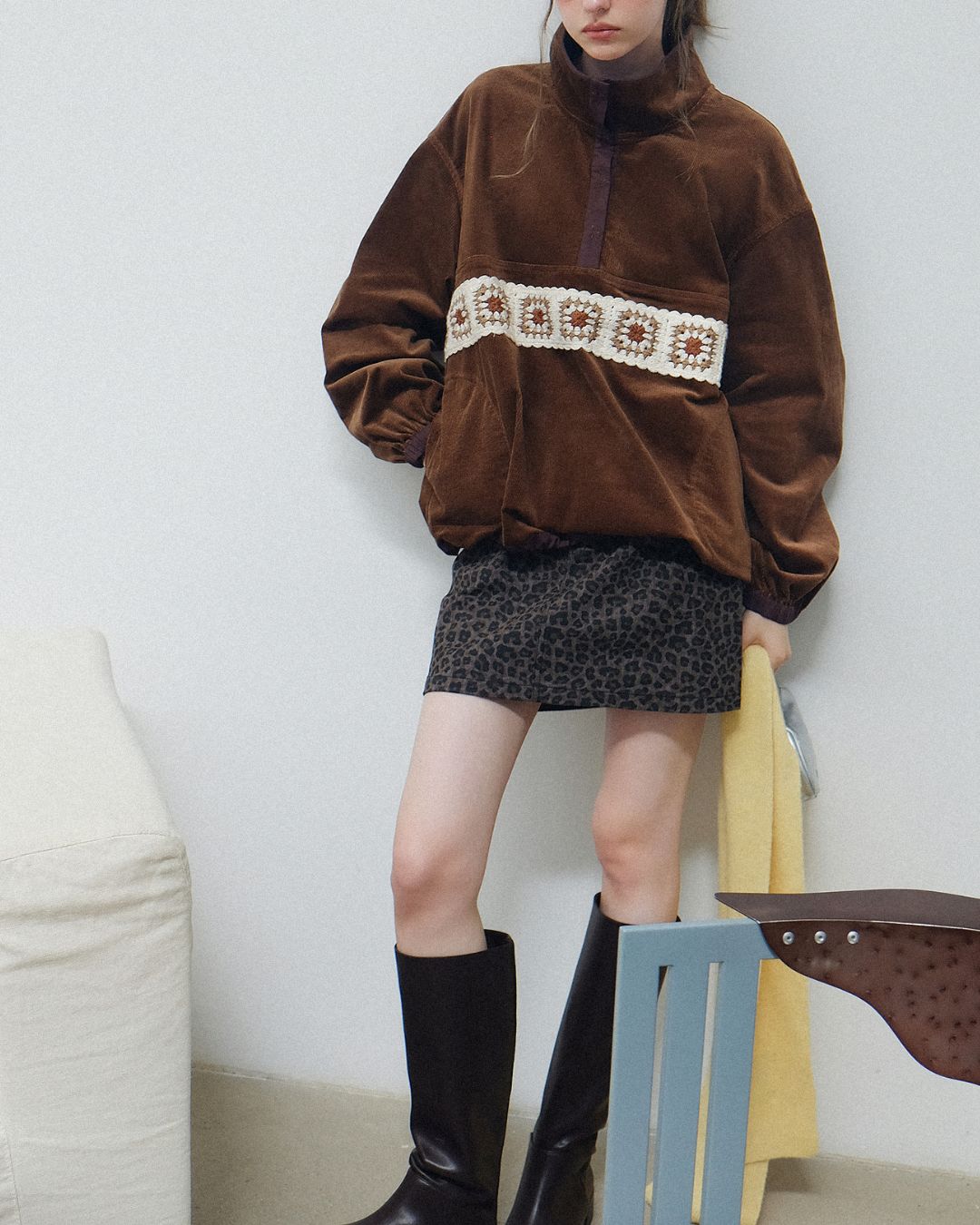 Crochet Stand-up Collar Top　SW005