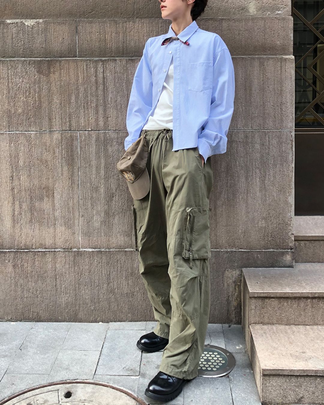 Striped Cropped Shirt　LS008