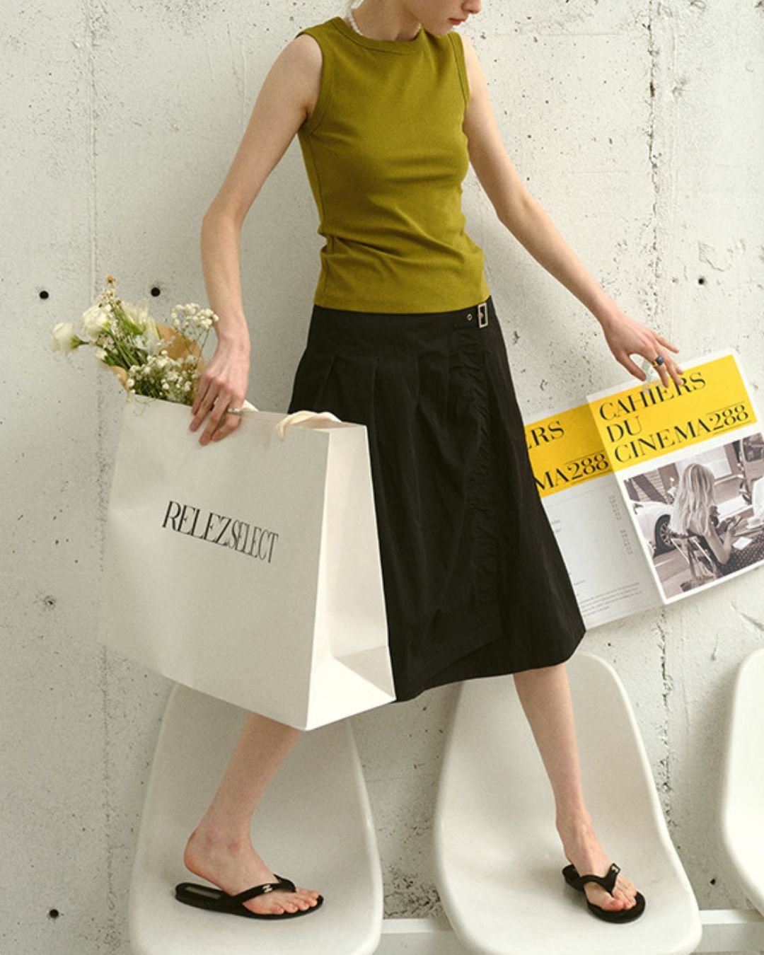 A-line Knee-length Wrap Skirt　SK022