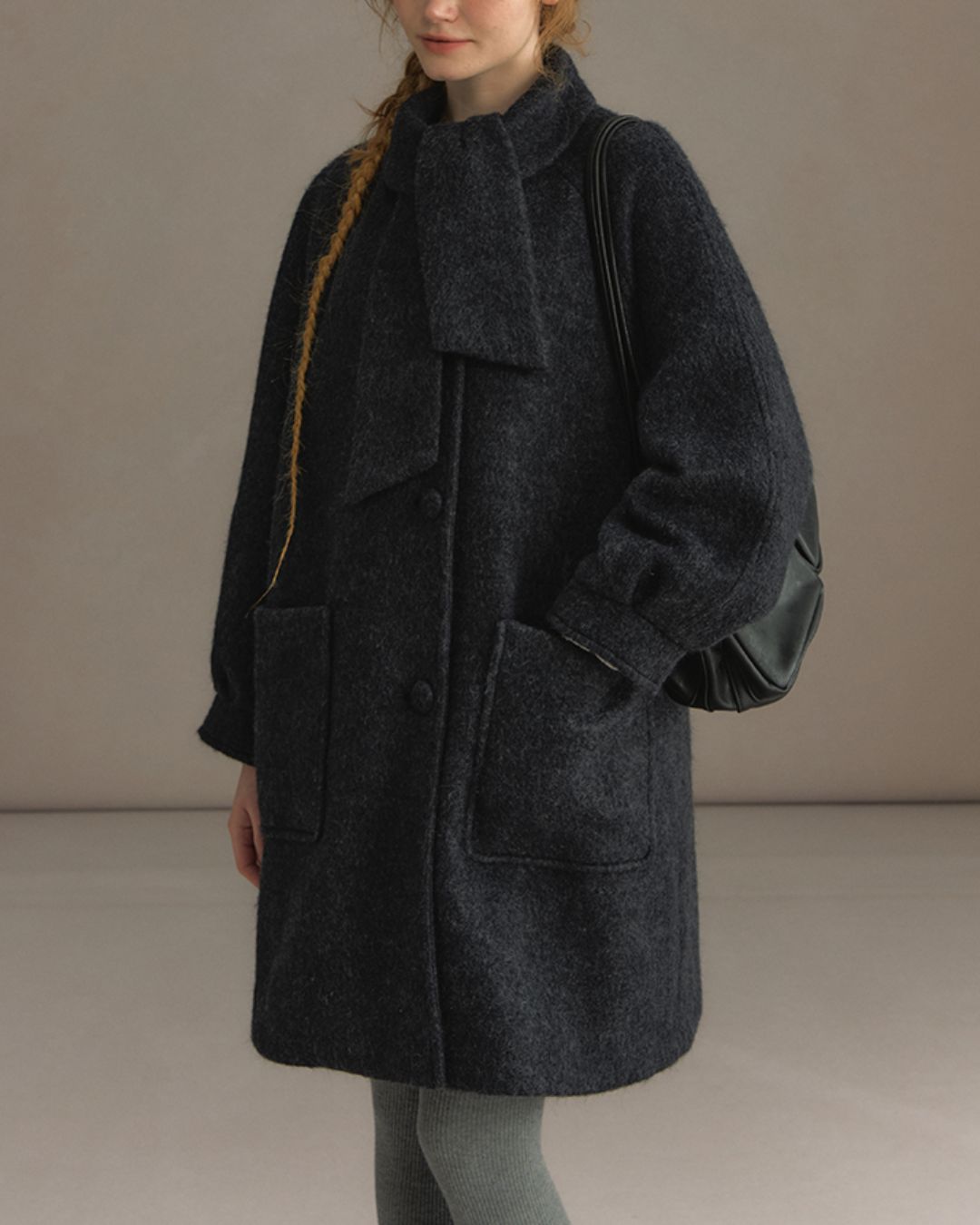 Bowtie Collar A-line Coat　CT023