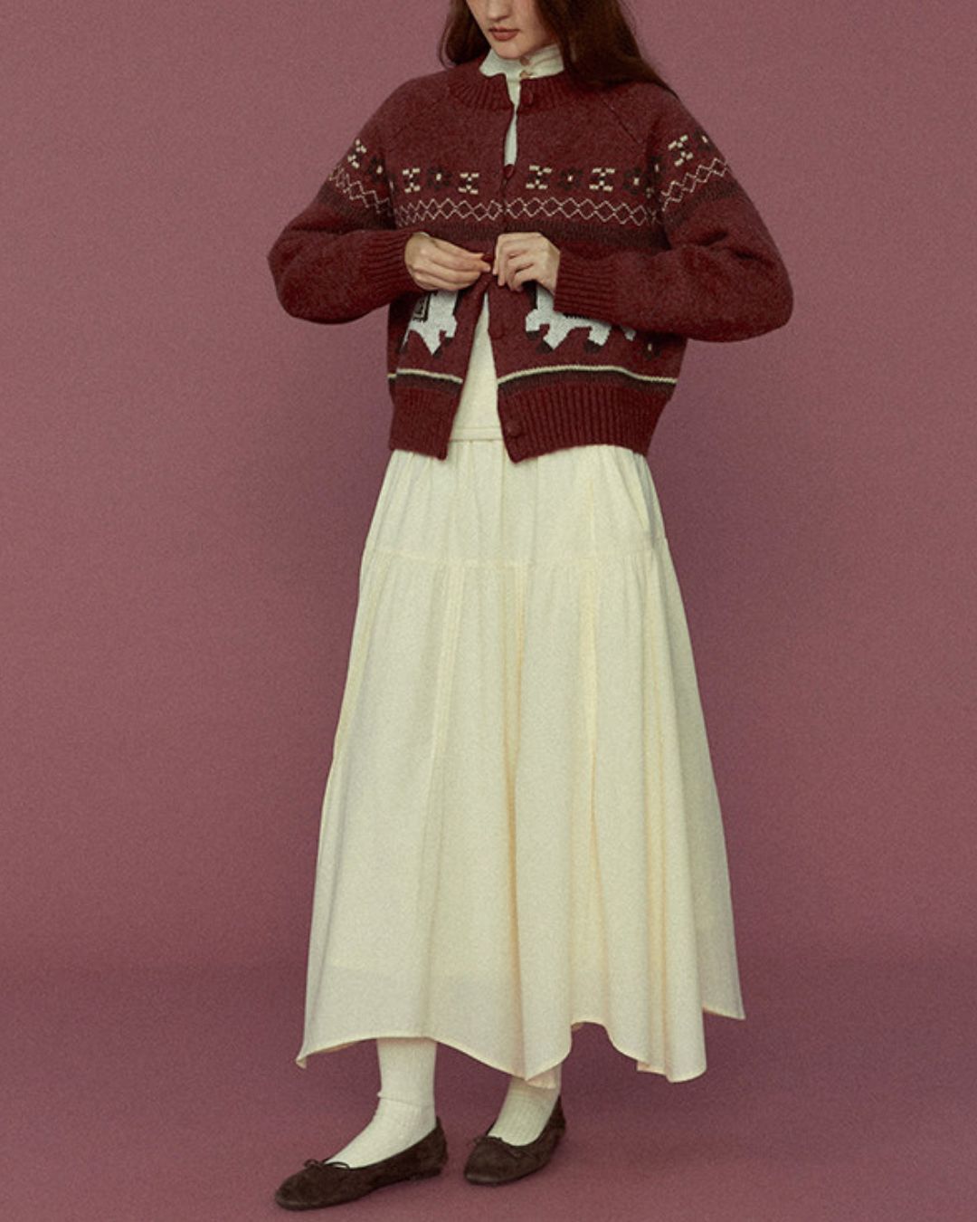 Dancing Pony Fair Isle Knit Cardigan　KN092