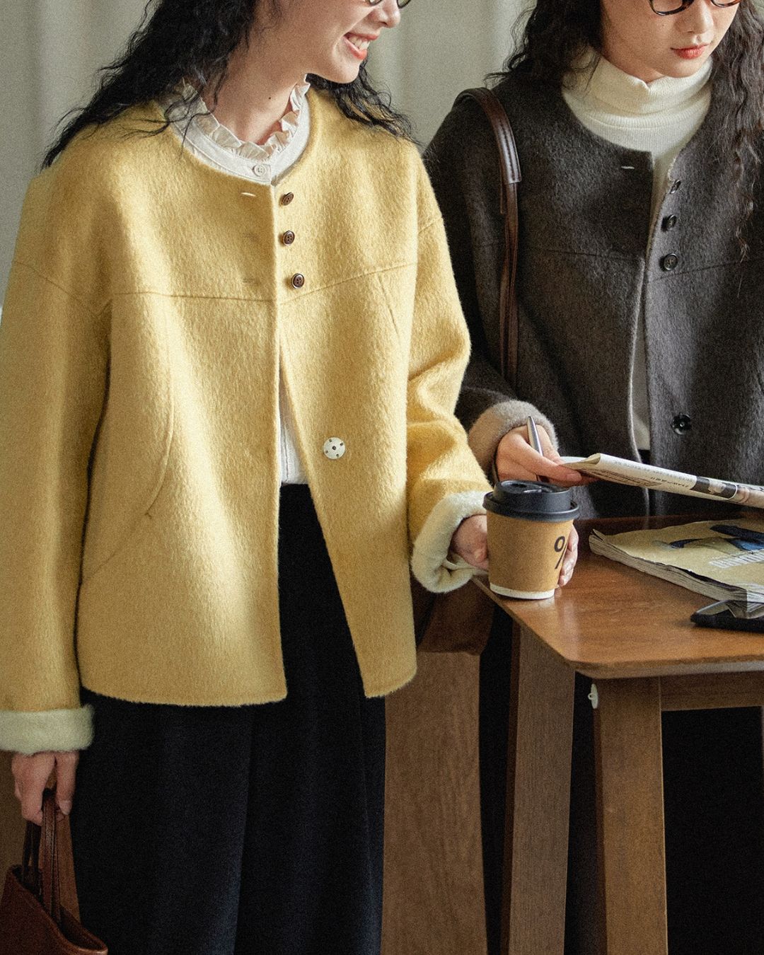 Wool Collarless Short Coat　CT018