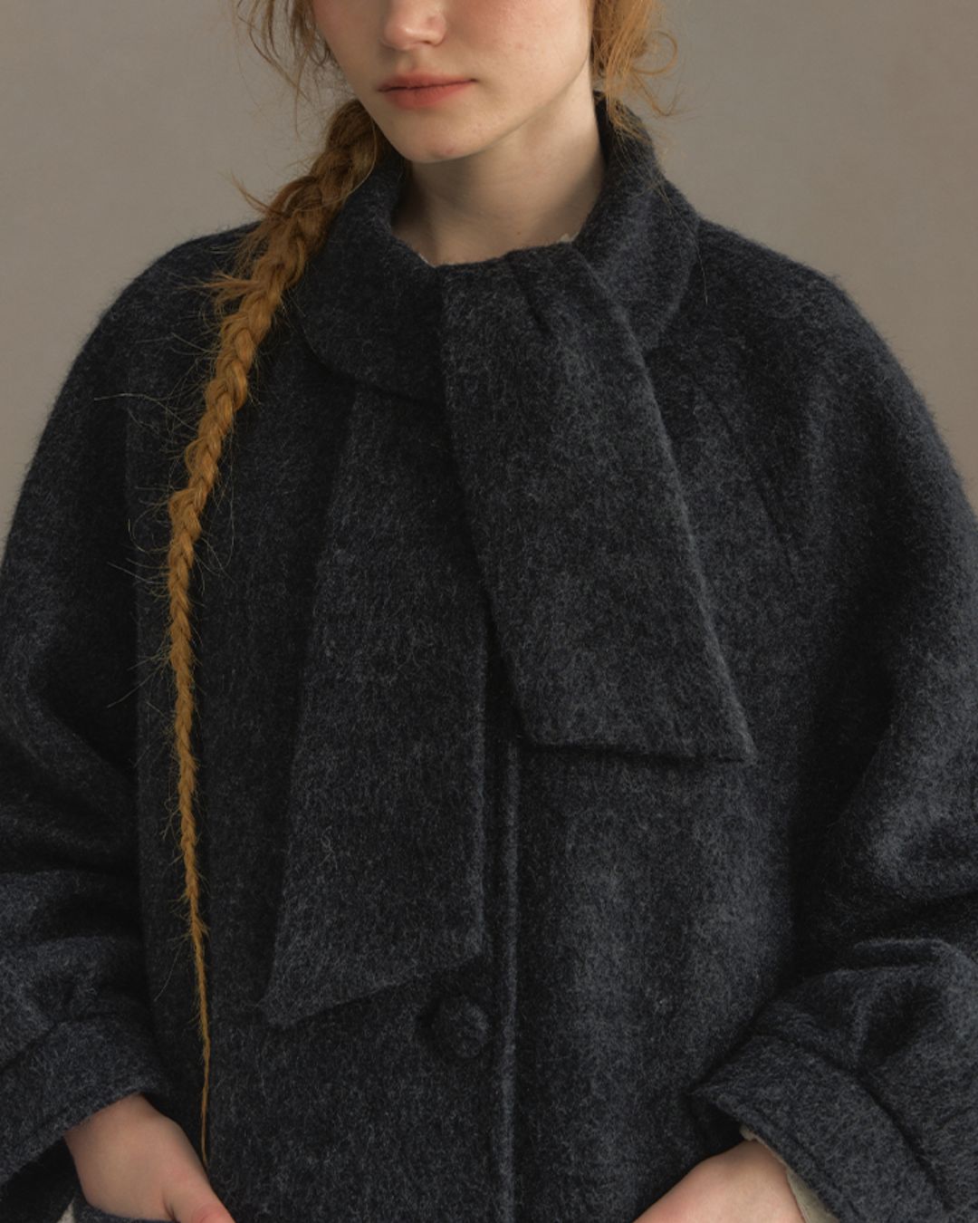Bowtie Collar A-line Coat　CT023