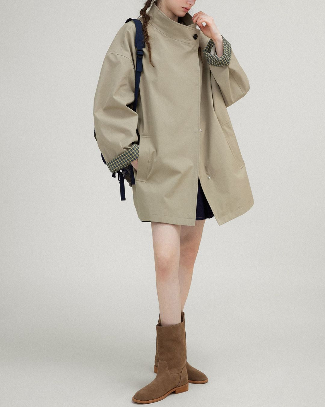 Stand Collar Mid-length Jacket　JK017