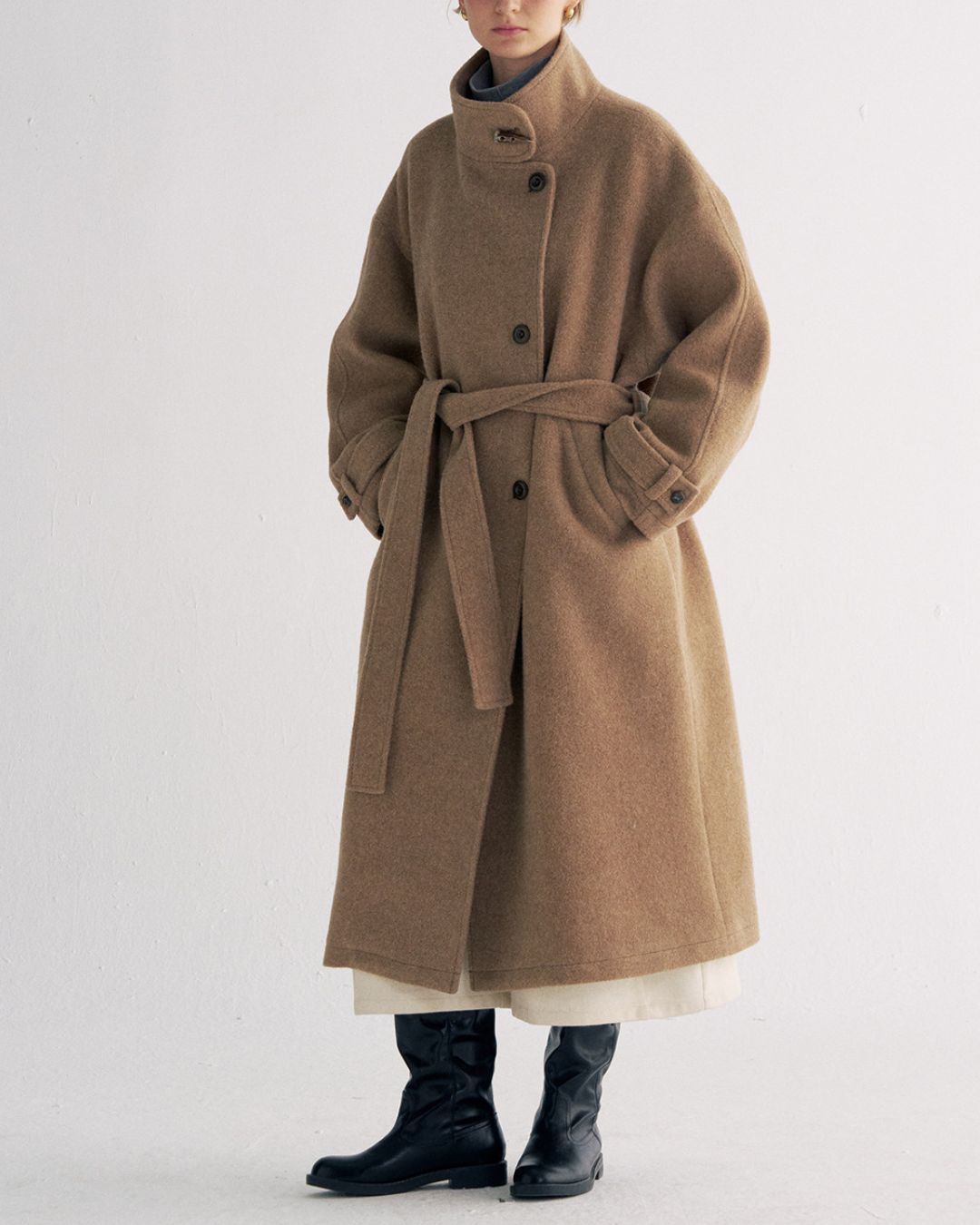 Stand-collar Wool Long Coat　CT029