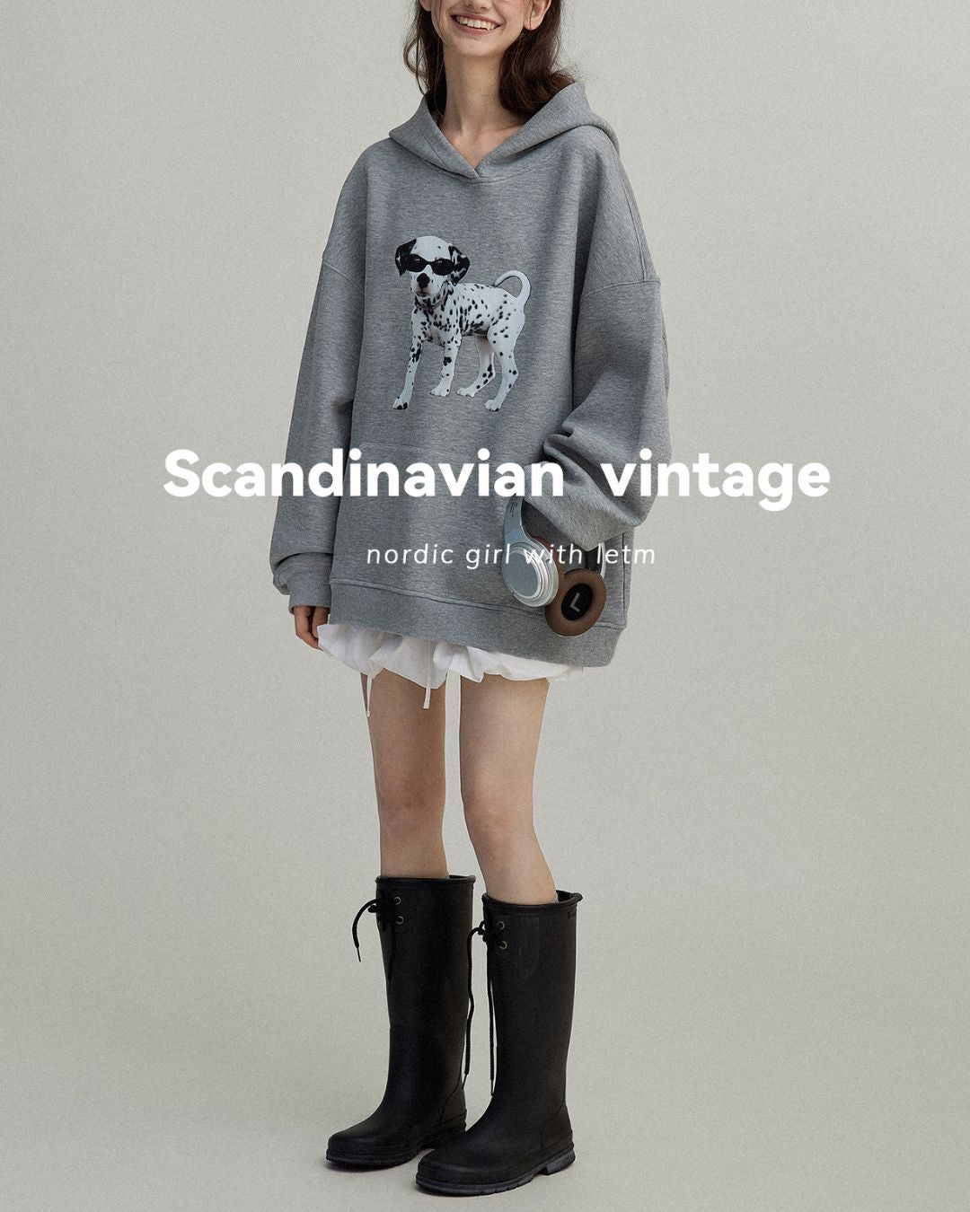 Dalmatian Print Oversized Hoodie　HD002