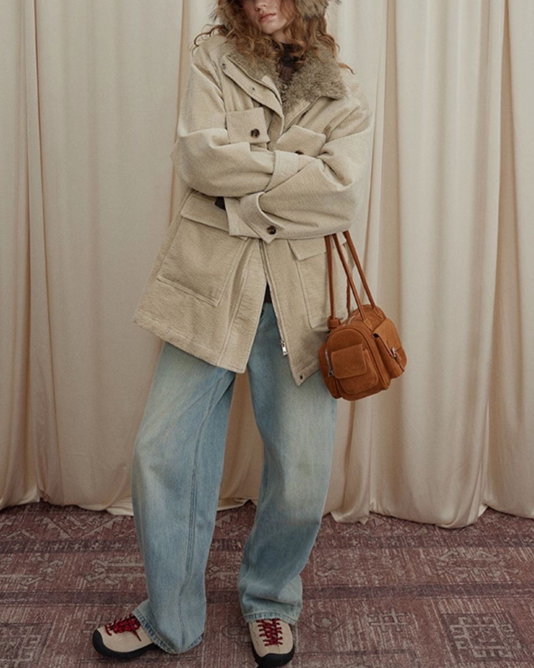 Fur-lined Corduroy Work Jacket　JK045